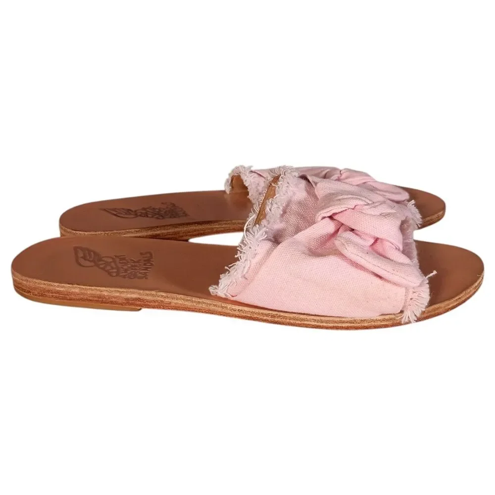 Ancient Greek Sandals 39 US 8.5 Pink Denim Taggete Bow Flats Slip On